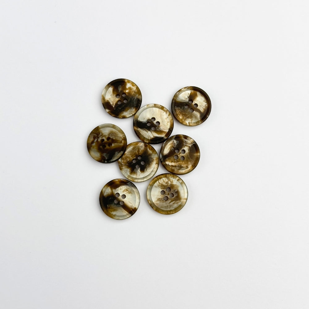 Button - Imitation Marble - Grey/Brown - 15 mm