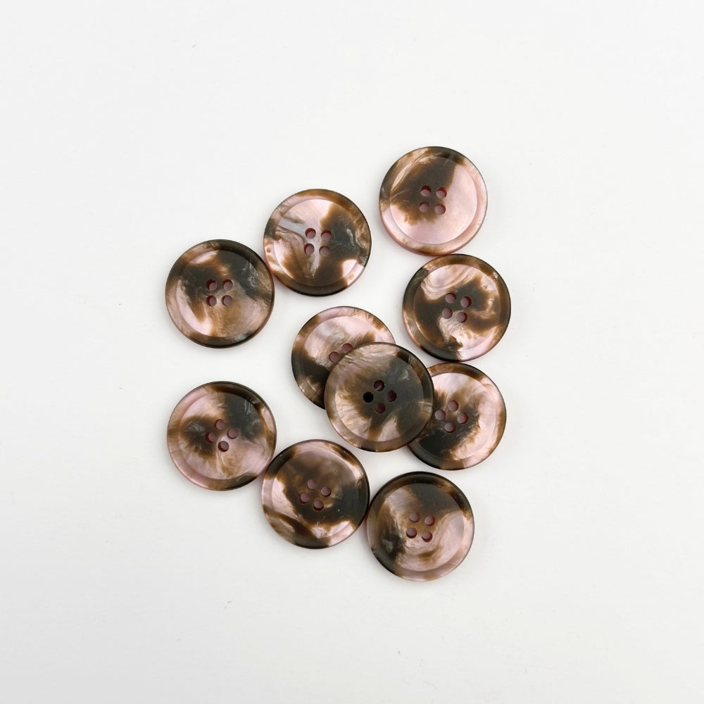 Button - Imitation Marble - Grey/Pink - 18 mm