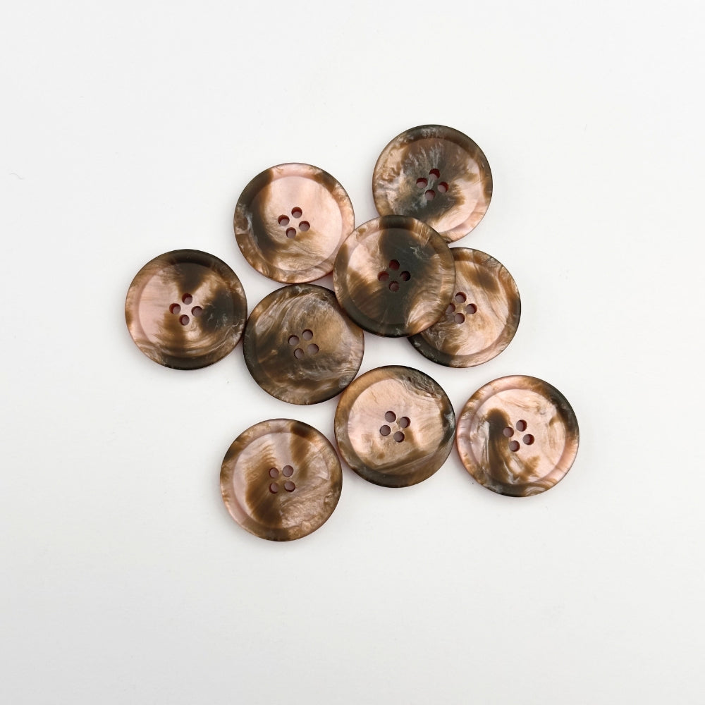 Button - Imitation Marble - Grey/Pink - 20 mm
