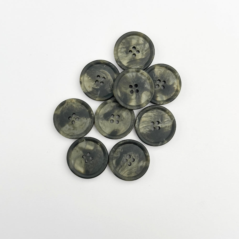 Button - Imitation Marble - Black/Brass - 20 mm