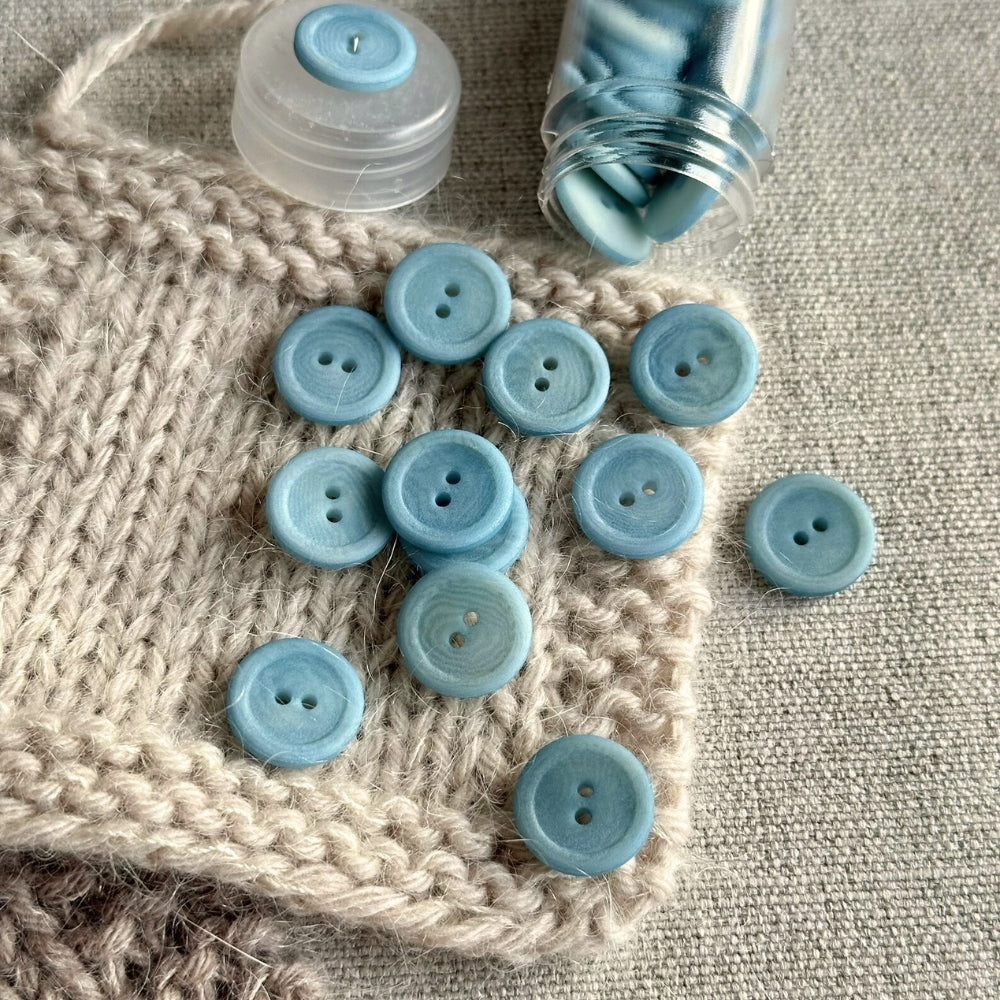 Button - Corozo - Light blue - 15 mm