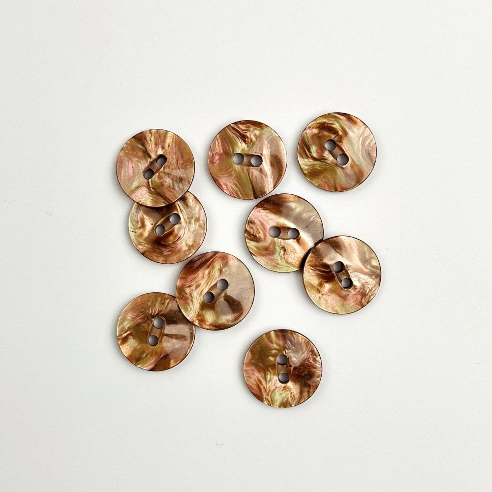 Button - Mother of Pearl Look - Golden - 18 mm