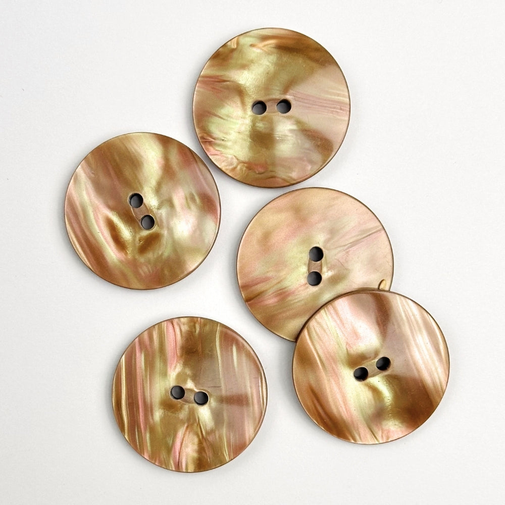 Button - Mother of Pearl Look - Golden - 33.5 mm