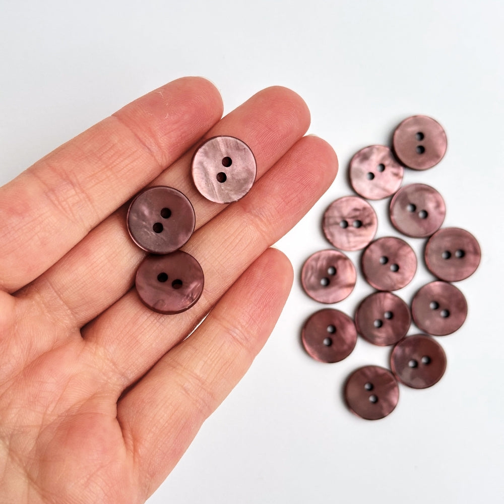 Button - Mother of pearl Look - Plum - 15 mm