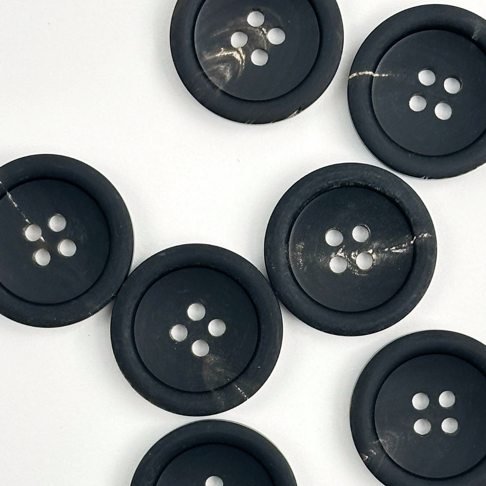 Button - Genuine Horn - Matte Black - 23 mm