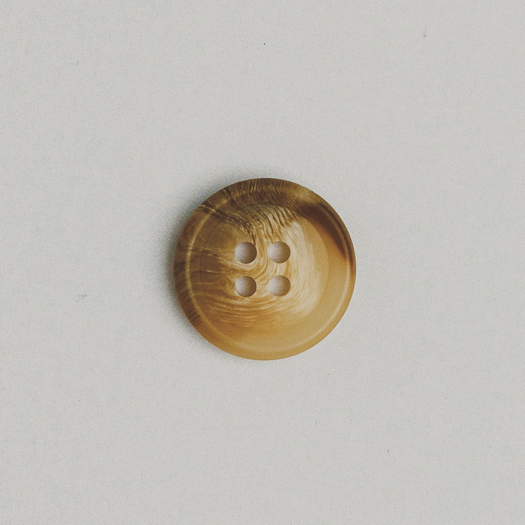 Knap - 4 huls knap - Brun/Beige - 15 mm