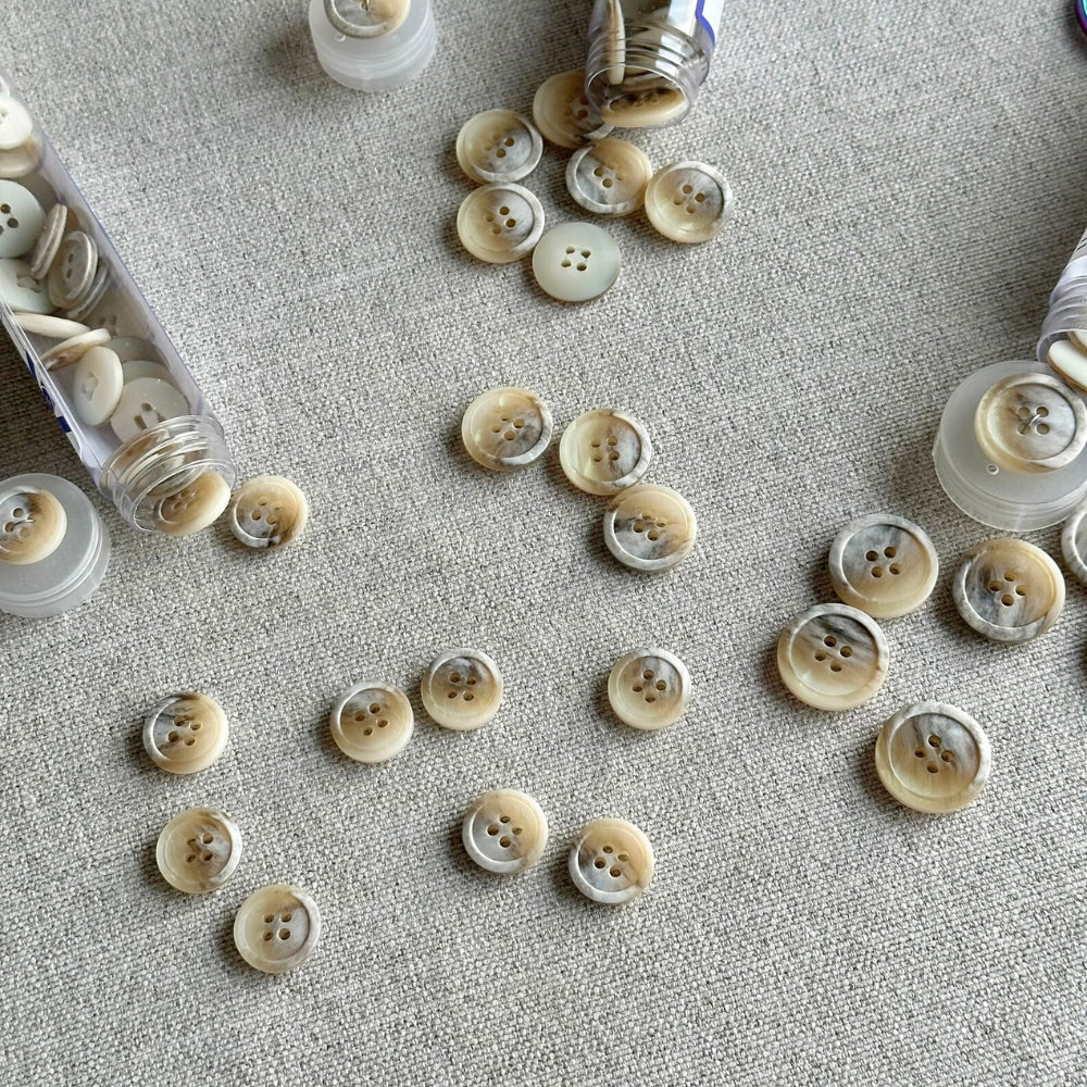Button - Heathered Natural - 15 mm