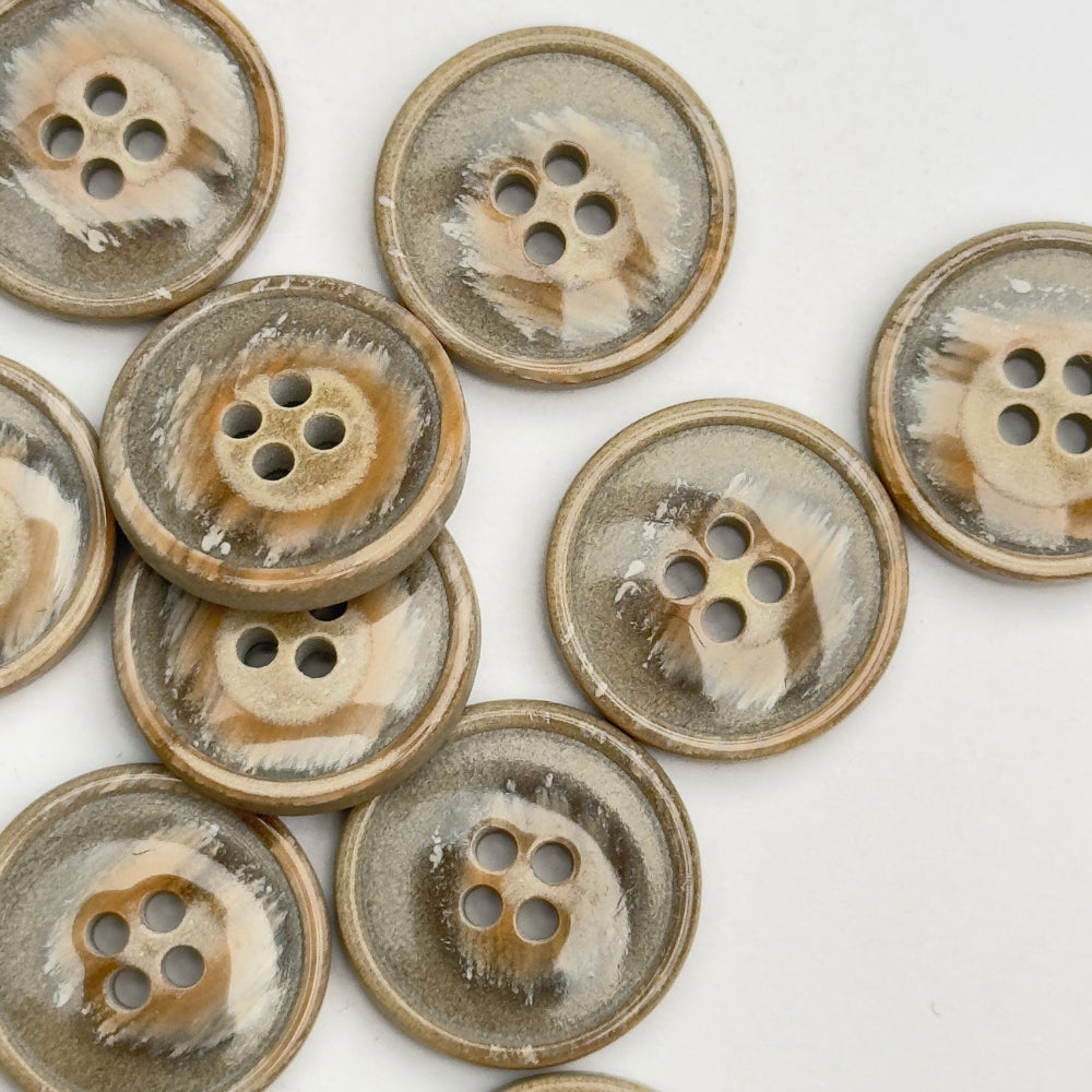 Button - 4 hole button - Brown/Beige - 20 mm