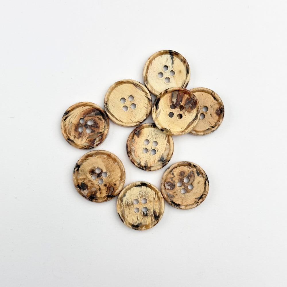 Button - 4 holes - Camouflage brown - 20mm