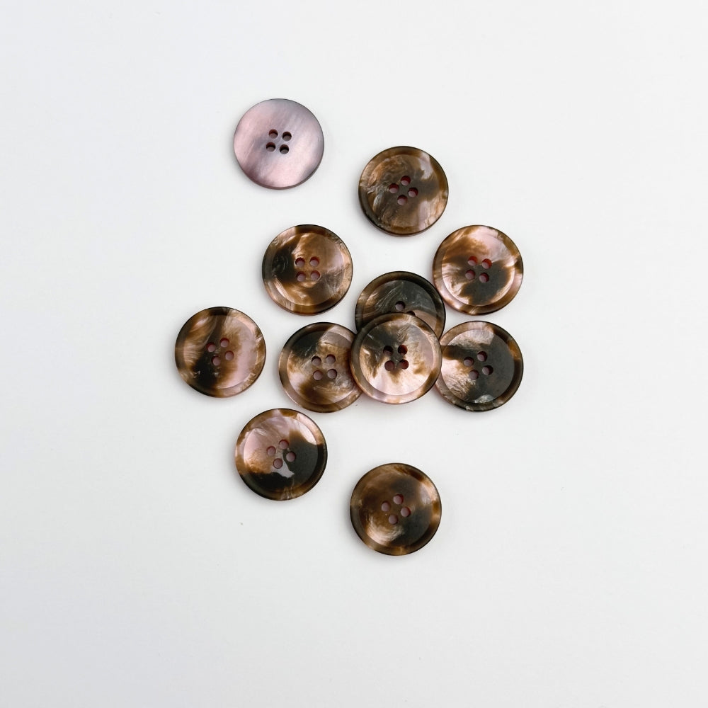 Button - Imitation Marble - Grey/Pink - 15 mm