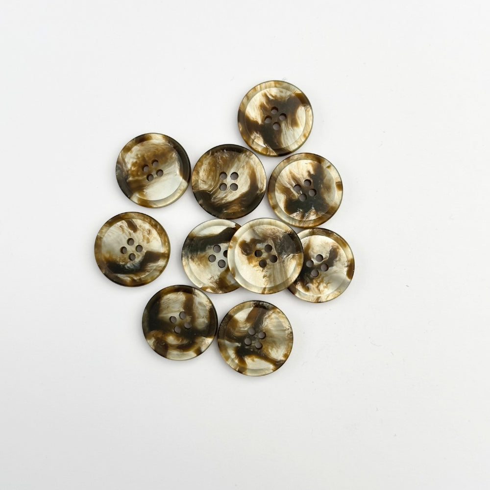 Button - Imitation Marble - Grey/Brown - 18 mm