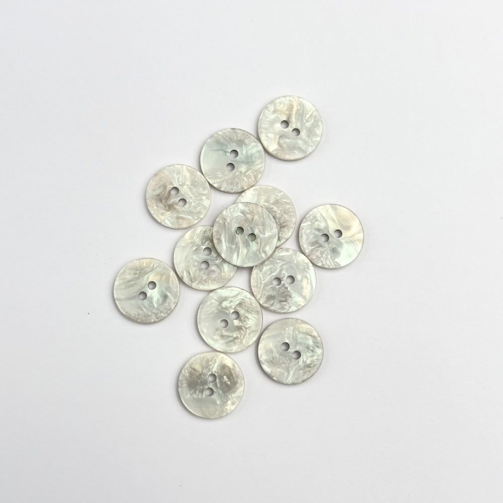 Button - Imitation Mother of Pearl - White - 15 mm