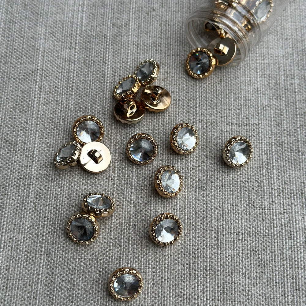 Button with eye - Clear Crystal - 12.5 mm