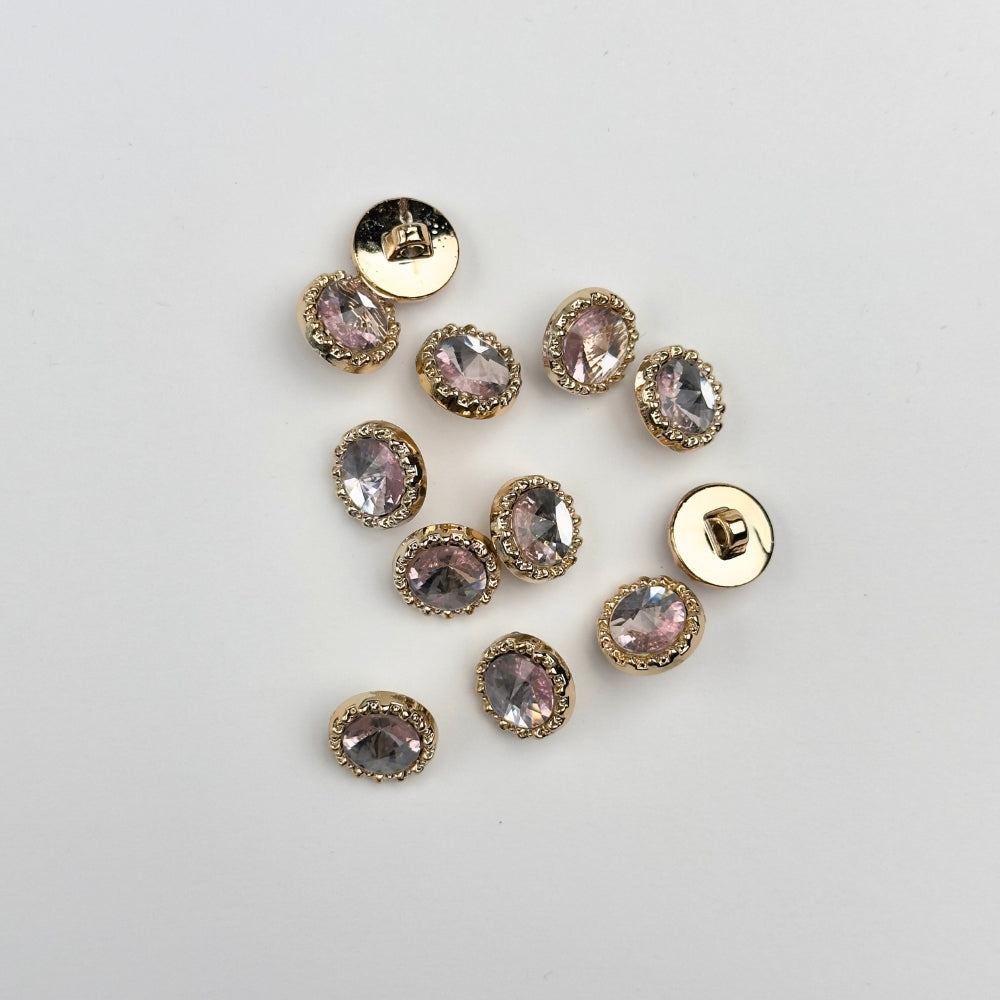 Button with eye - Pink Crystal - 12.5mm