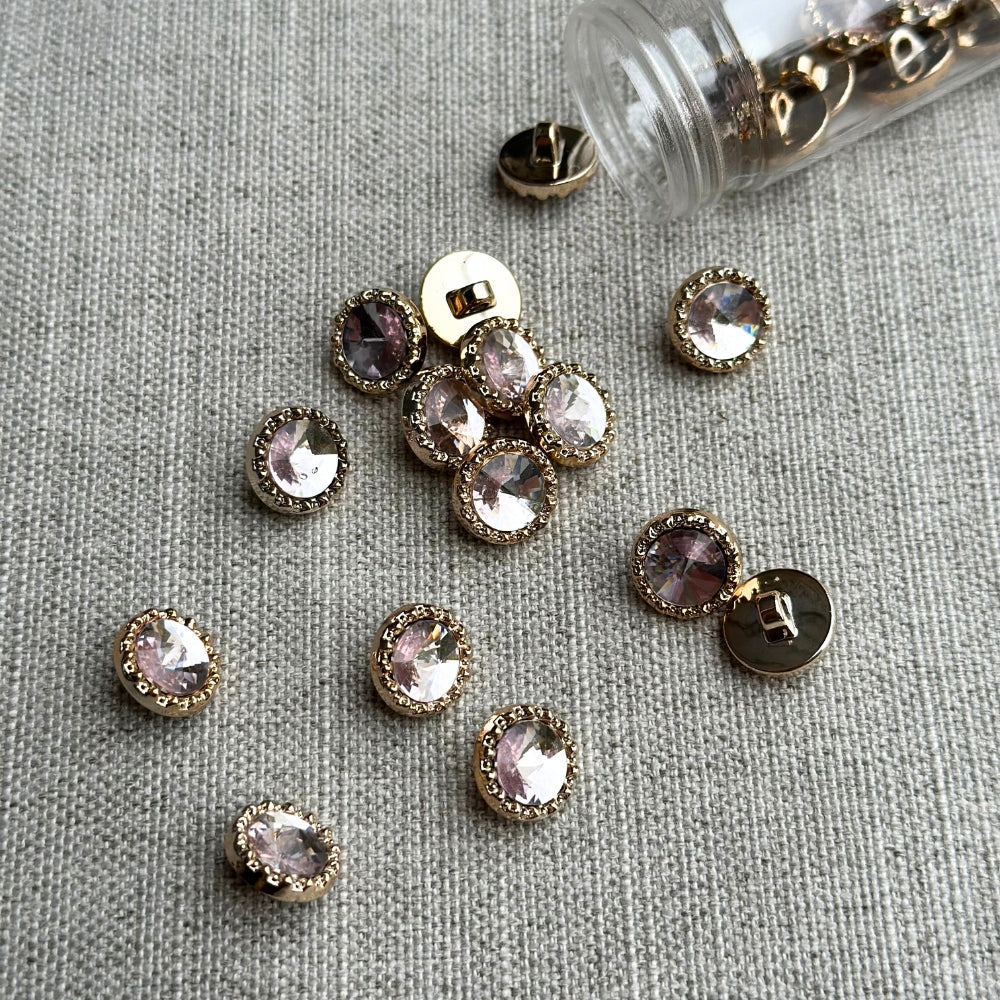 Button with eye - Pink Crystal - 12.5mm