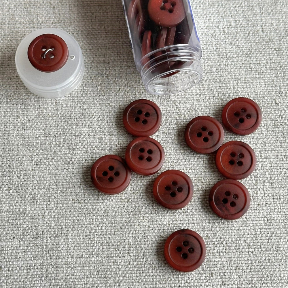 Button - Melange Nut brown - 15 mm
