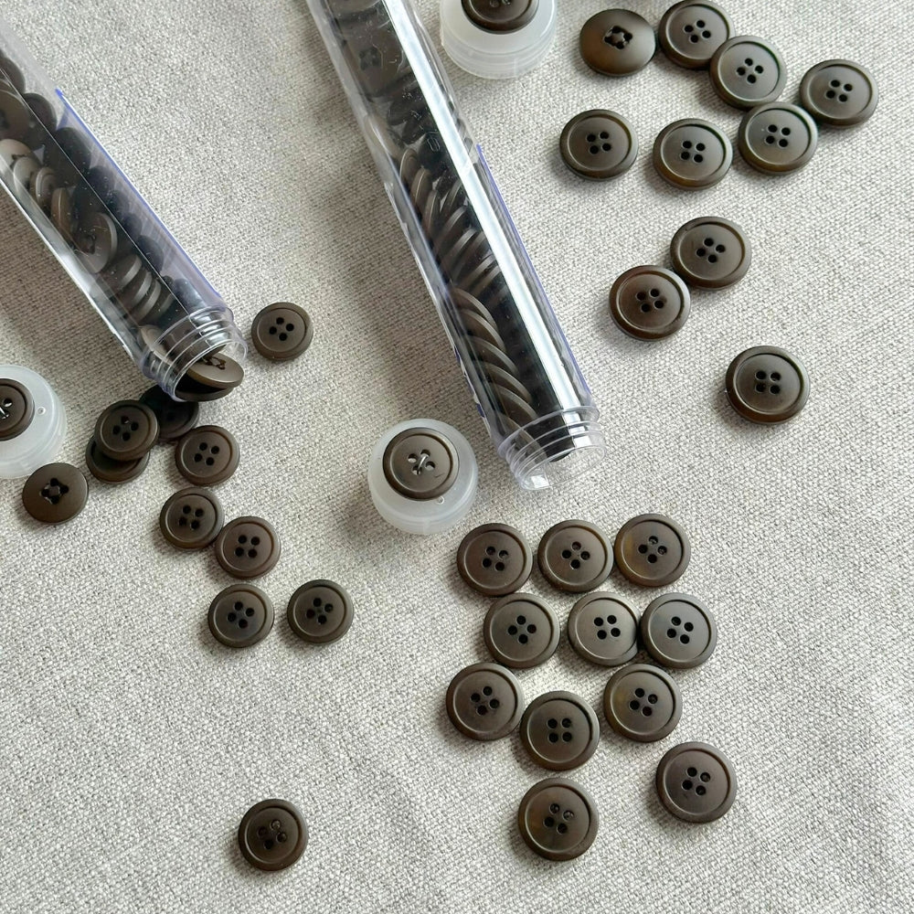 Button - Heathered Olive - 15 mm