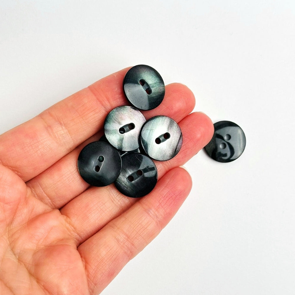Button - Mother of Pearl Look - Grey/Black
