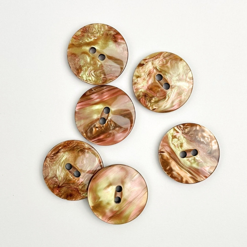 Button - Mother of Pearl Look - Golden - 28 mm