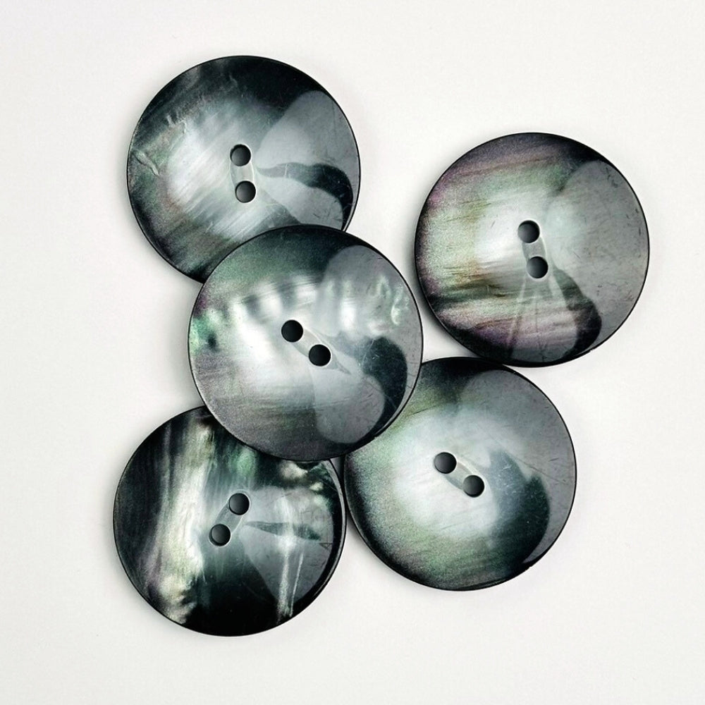 Button - Mother of Pearl Look - Grey/Black - 33.5 mm