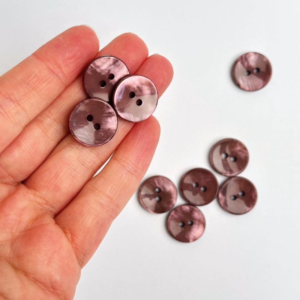 Button - Mother of Pearl Look - Plum - 18 mm