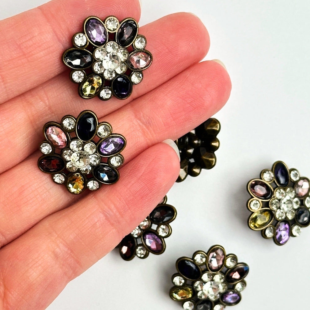 Button with eye - Flower/Crystal - 23 mm