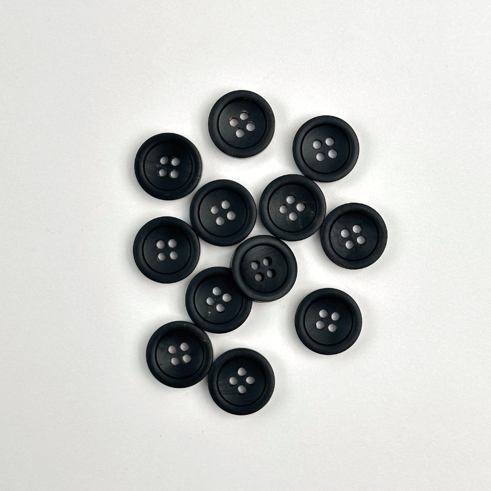 Button - Real Horn - Matte Black - 15 mm