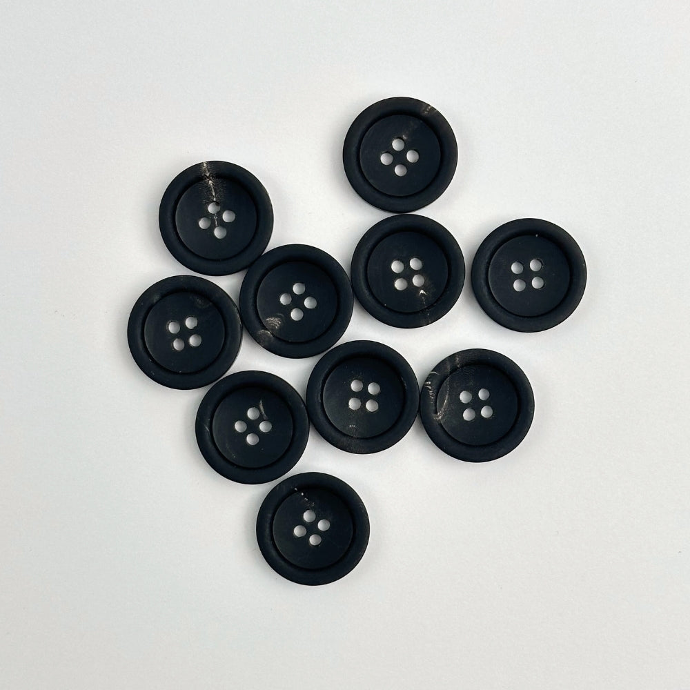 Button - Real Horn - Matt Black - 18 mm