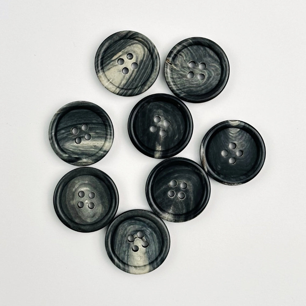 Button - Real Horn - Matte Black/Grey - 23 mm