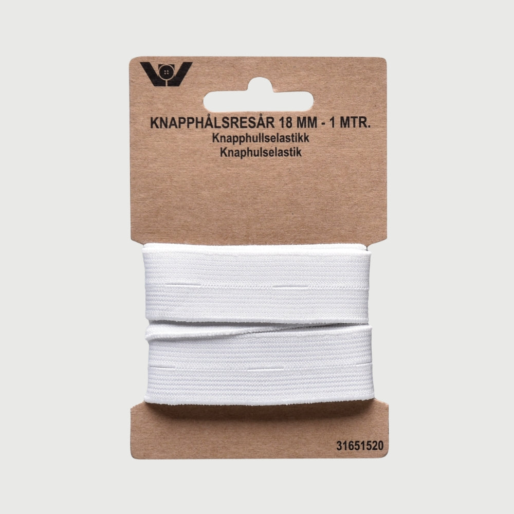Buttonhole elastic - White (18 mm - 1 meter)