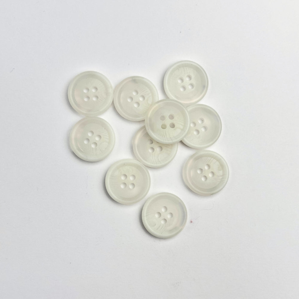 Button - 4 holes - White/Transparent - 18 mm