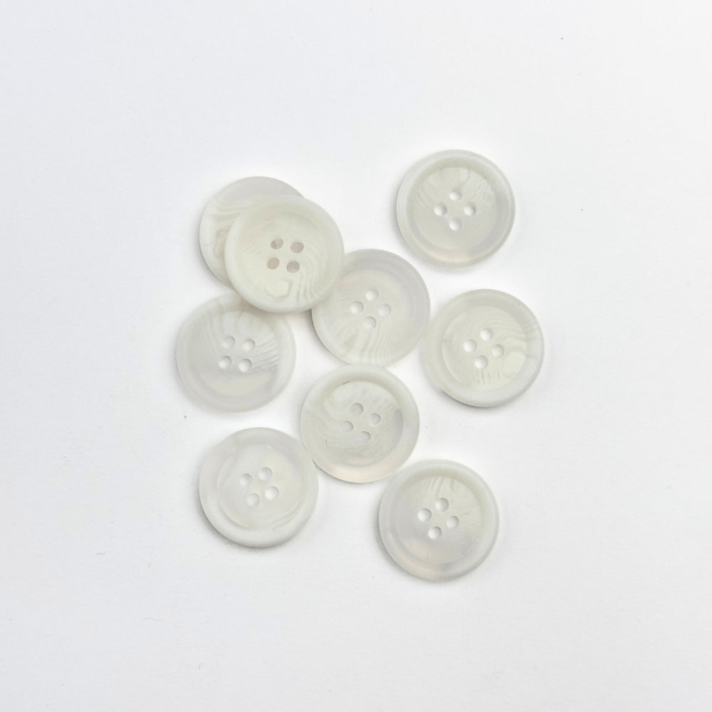 Button - 4 holes - White/Transparent - 20 mm