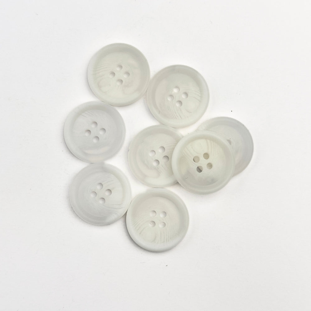 Button - 4 holes - White/Transparent - 23 mm