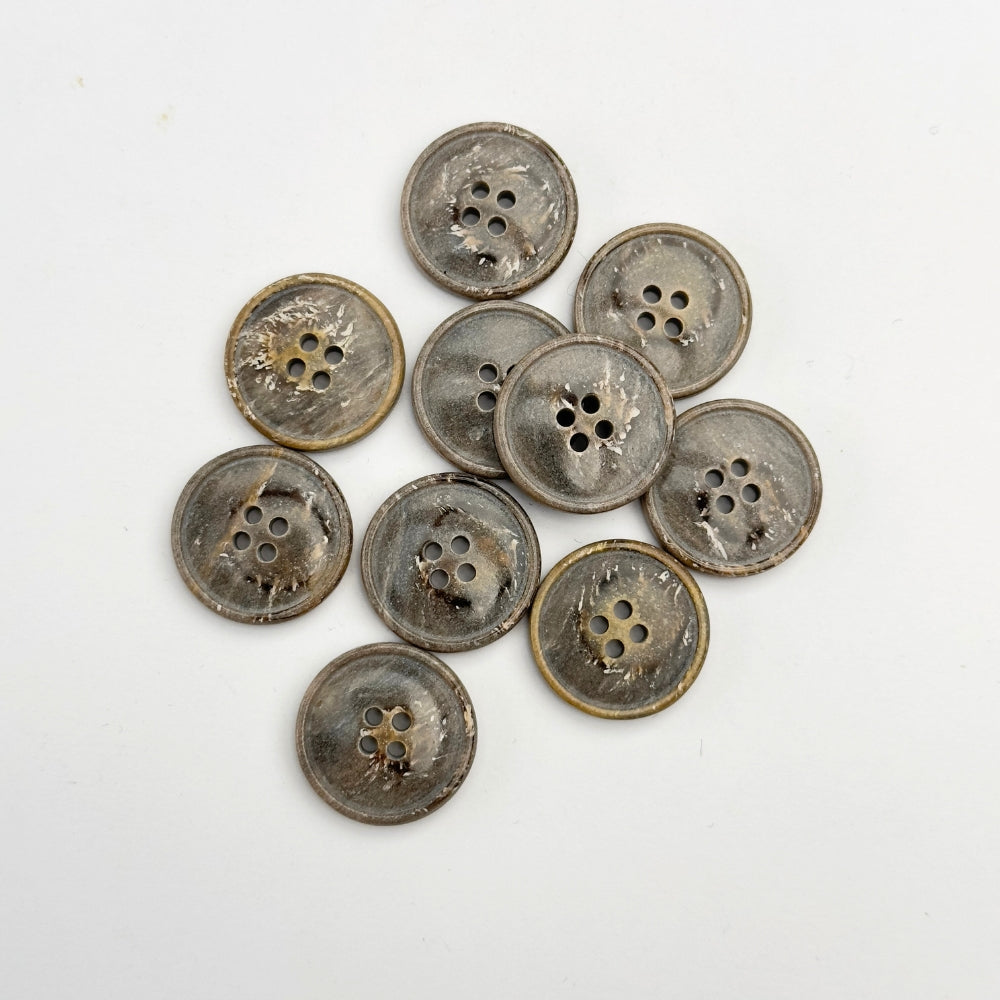 Button - 4 hole button - Brown/Beige - 20 mm