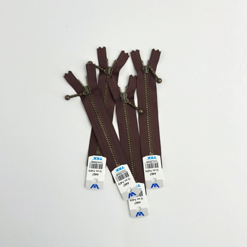 Zippers - Brass - 12 cm (4mm) - Cocoa