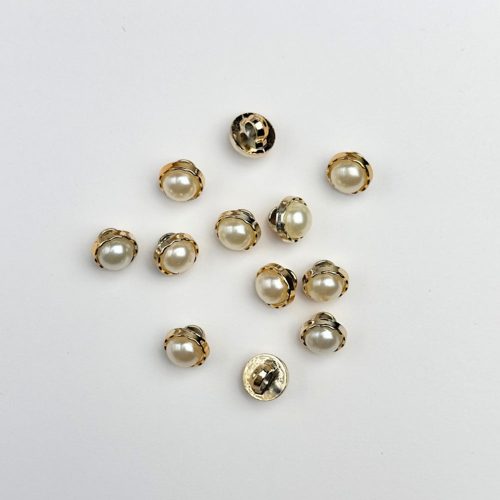 Button - Pearl/Imitation Metal - 9 mm