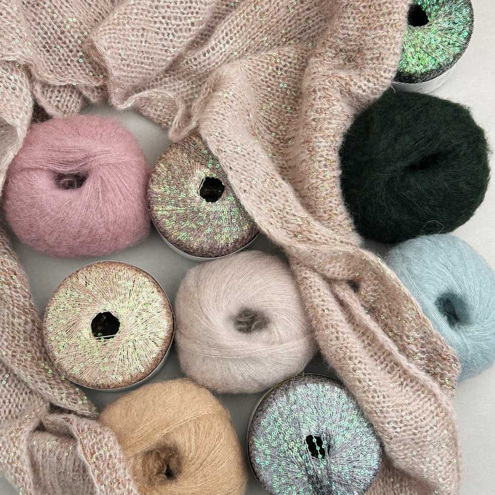 Strikkekit - Paillettes Scarf (Kimsa + Eclaire)