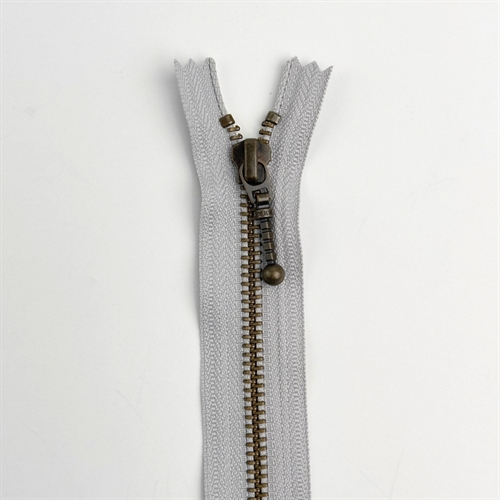 Lynlås - Messing - 35 cm (6mm) - Silver Grey