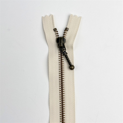 Lynlås - Messing - 20 cm (6mm) - Cream