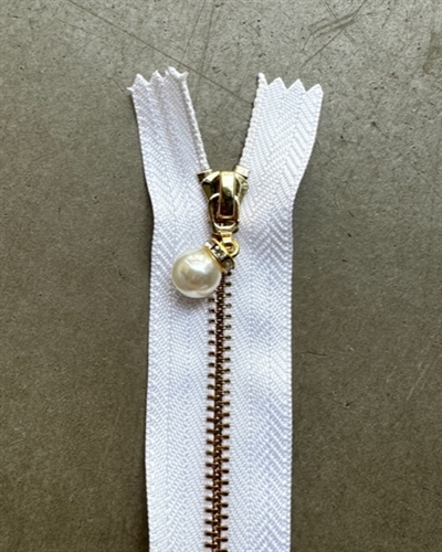Lynlås - Pearl Drop - White - 20 cm