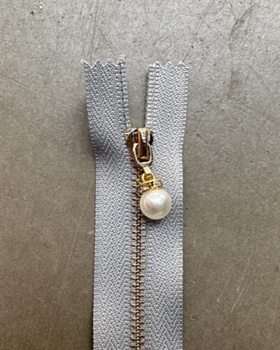 Lynlås - Pearl Drop - Grey - 20 cm
