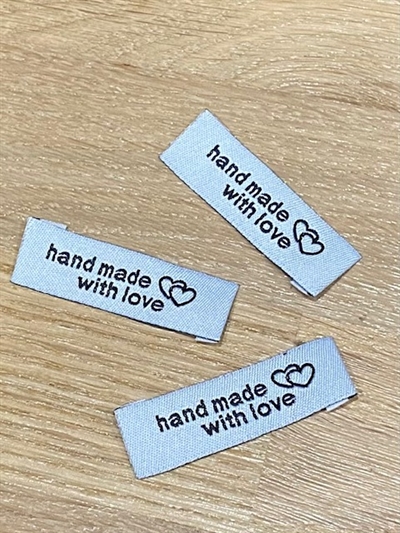 Handmade with love - Mærkat - Hvid