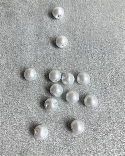 Knap 10mm - Rund Perle - Hvid