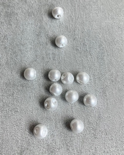 Knap 10mm - Rund Perle - Hvid