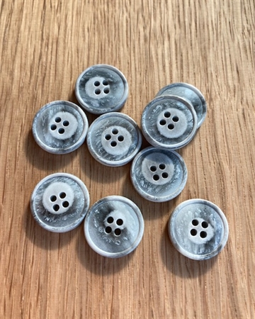 Knap 18mm - 4 huls knap - Grå/Sølv