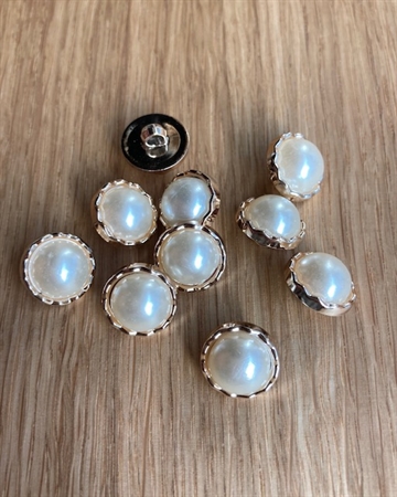 Knap 18 mm - Perle/Imiteret Metal