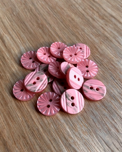Knap 15 mm - Plastikknap - Pink flower