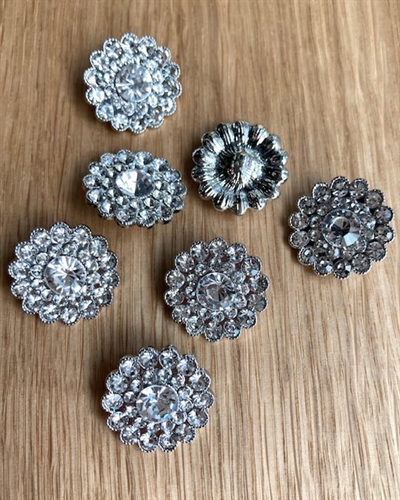 Blingknapper -  23mm - Sølv - Krystaller