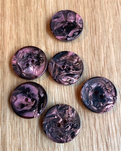 Knap 23mm - Pink og Sort marmorering