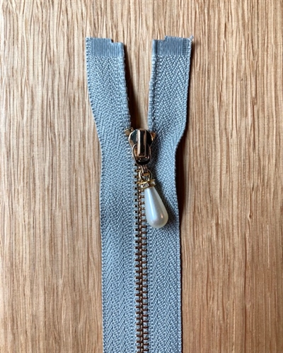 Lynlås - Grey - Pearl Drop - 40 cm